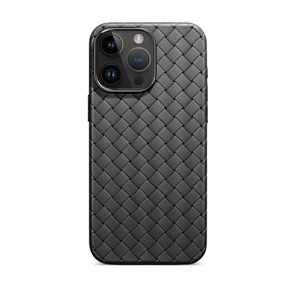 Deep Space Black | iPhone Leather Woven Magsafe Case