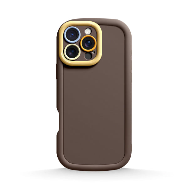 Funda de silicona líquida para iPhone con diseño ondulado en color marrón ámbar 