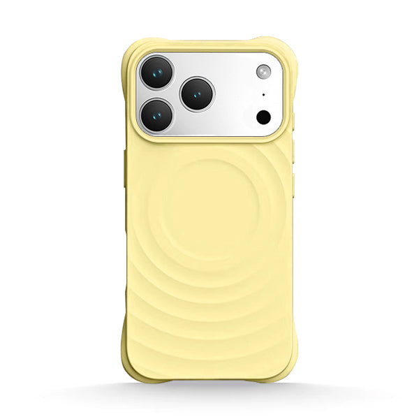 Funda de silicona líquida para iPhone con diseño ondulado de color amarillo limón 