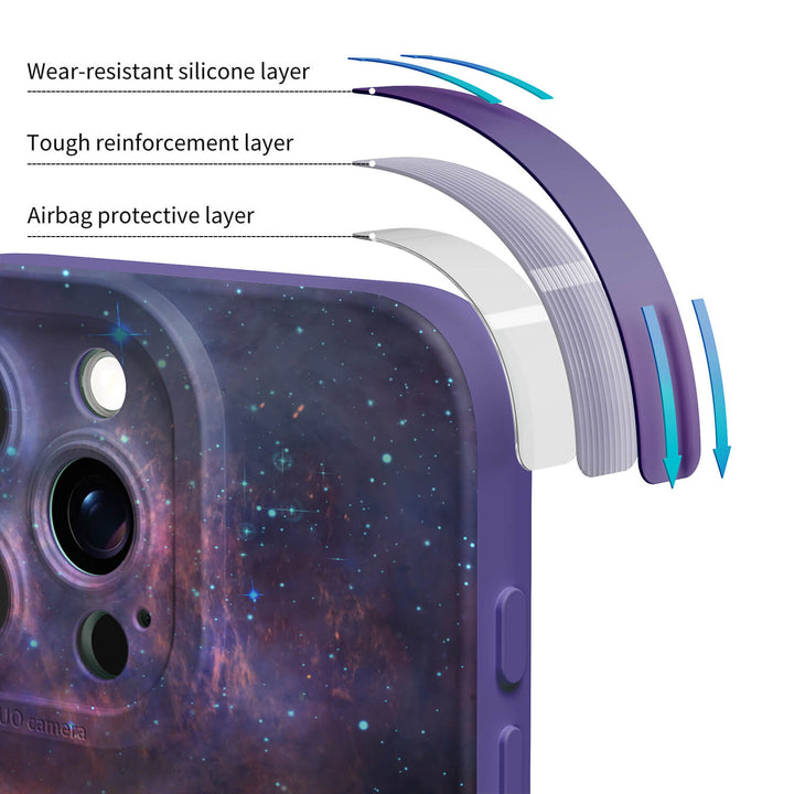 Funda protectora resistente a impactos de color morado y negro para iPhone