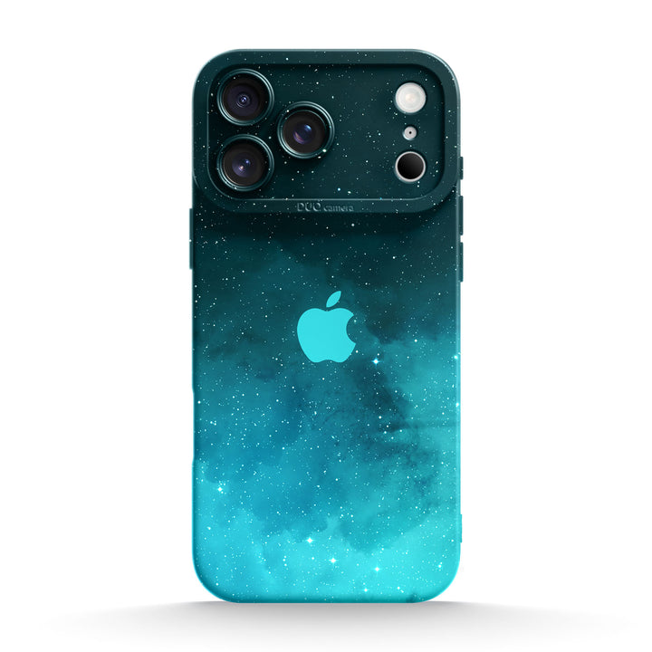 Estuche protector resistente a impactos para iPhone con estrella fluorescente azul