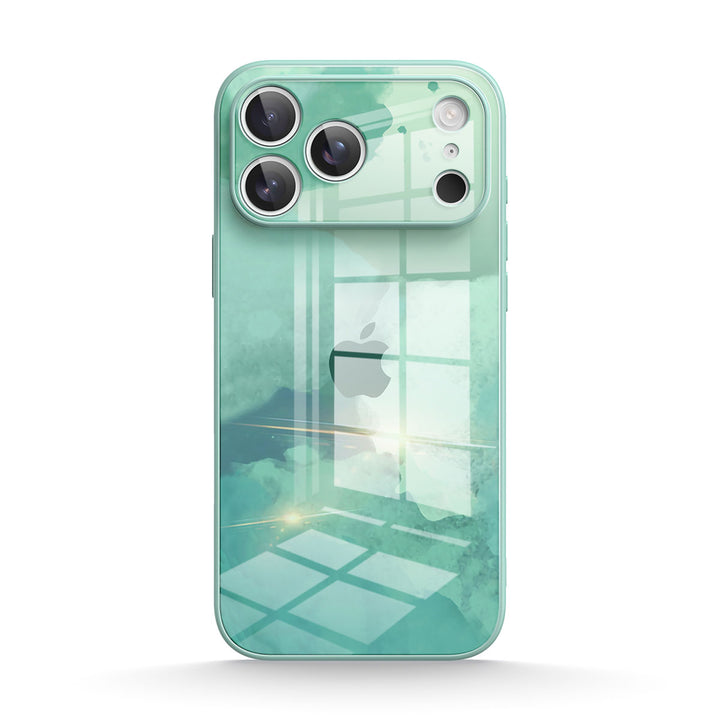 Funda protectora resistente a impactos para iPhone de color verde hoja de loto
