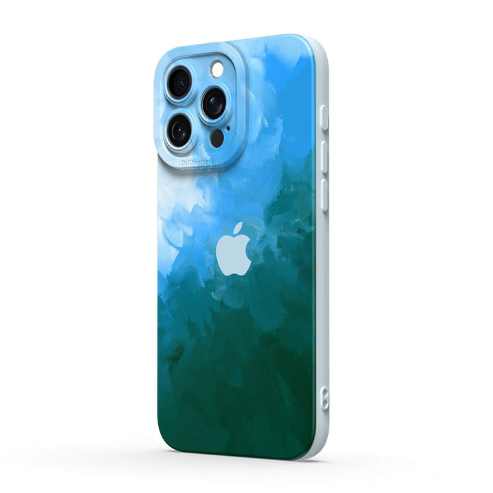 Funda protectora resistente a impactos para iPhone de color azul y negro