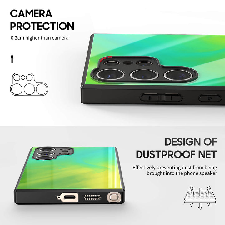 Funda protectora resistente a impactos de la serie Samsung con nube de humo y fuego