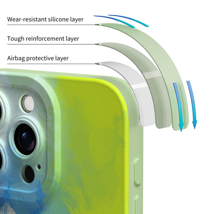 Funda protectora resistente a impactos para iPhone de color azul turquesa
