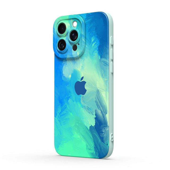Funda protectora resistente a impactos para iPhone de color azul turquesa
