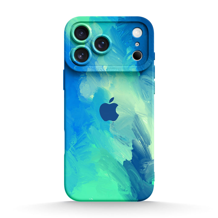 Funda protectora resistente a impactos para iPhone de color azul turquesa