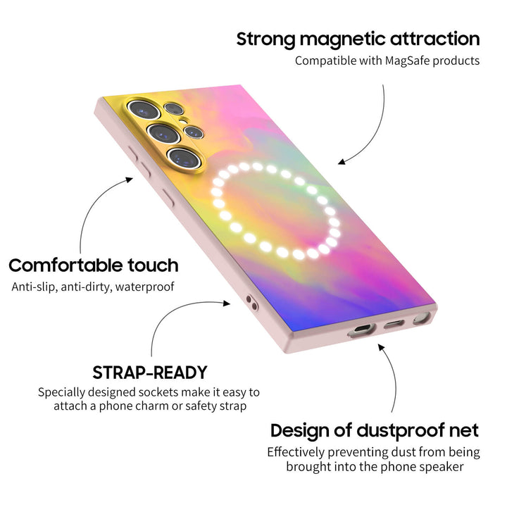 Estuche protector resistente a impactos de la serie Samsung con diseño de fantasía rosa y morado