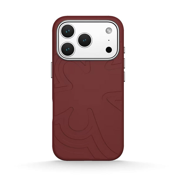 Funda de silicona líquida para iPhone con diseño ondulado en color marrón ámbar 